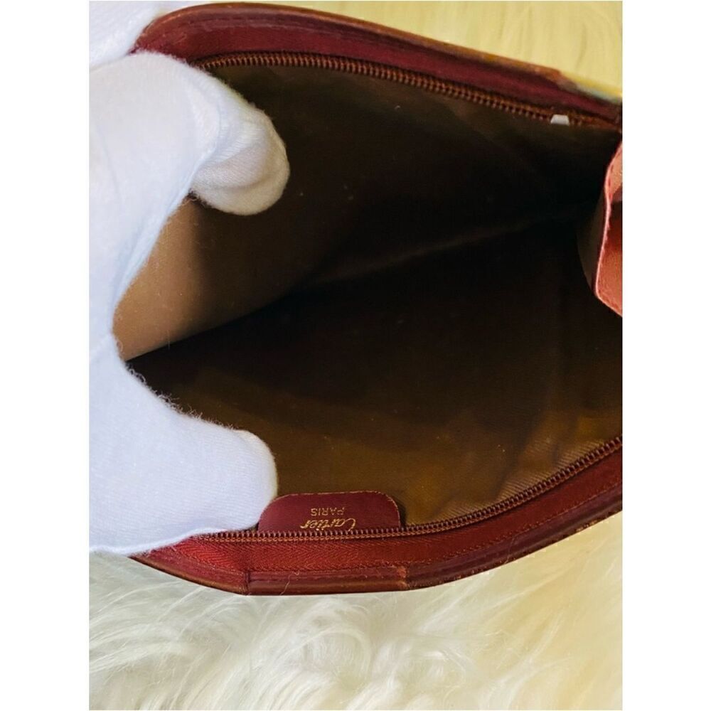 🛍️ Cartier Must de Cartier 21 Bordeaux Leather Clutch/Pouch Bag Circa 1990s - Picture 10 of 15